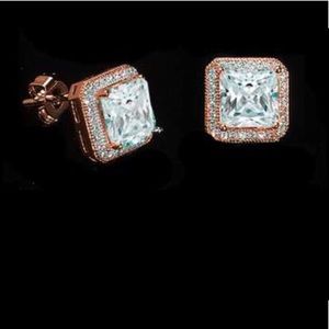 🌹 Rose Gold Halo Stud Earrings Swarovski Elements